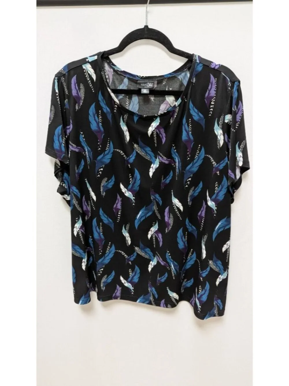 east 5th essentials Black Feather Print Blouse - Picture 1 of 2